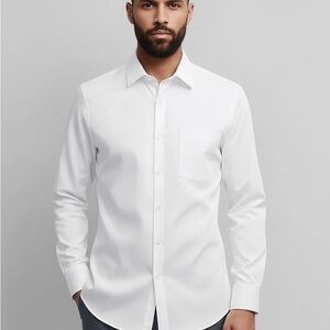 Men's Classic White Dress Shirt - Long Sleeve Tailored